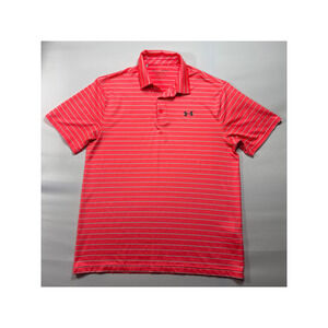 Under Armour Men's Short Sleeve Orange Striped The Playoff Polo Shirt - Size L*